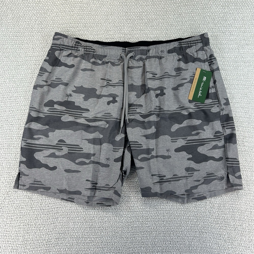 Travis Mathew Shorts Mens 2XL 38" Gray Camo Leader Board Stretch Quick Dry